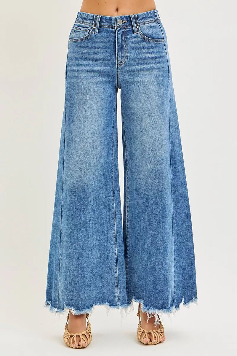 RISEN High Rise Ankle Wide Jeans